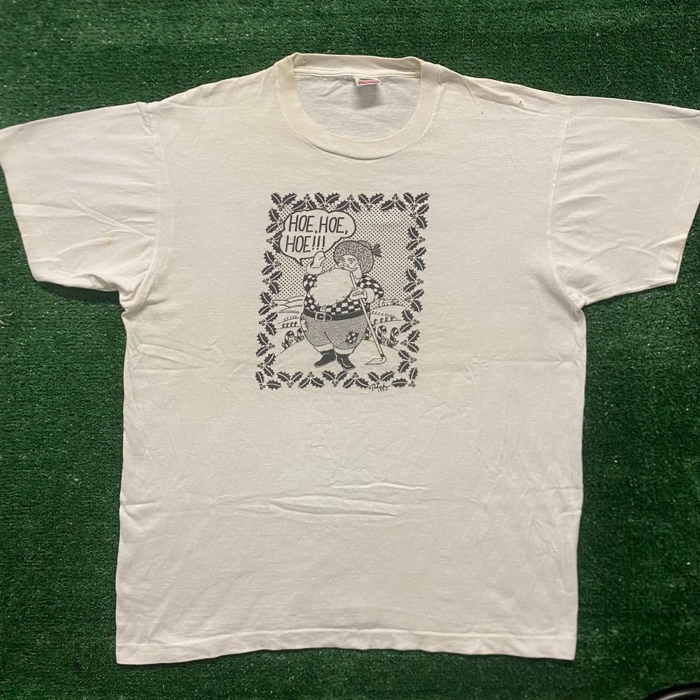 Vintage 90s Funny Santa Claus Shirt Farmer Single Stitch Tee - Picture 1 of 7